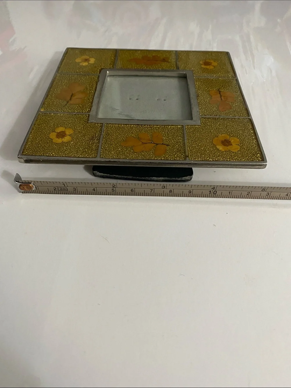 Burnes of Boston Leaded Glass Botanical Picture Frame,Flowers, Leaves, Rare, VTG